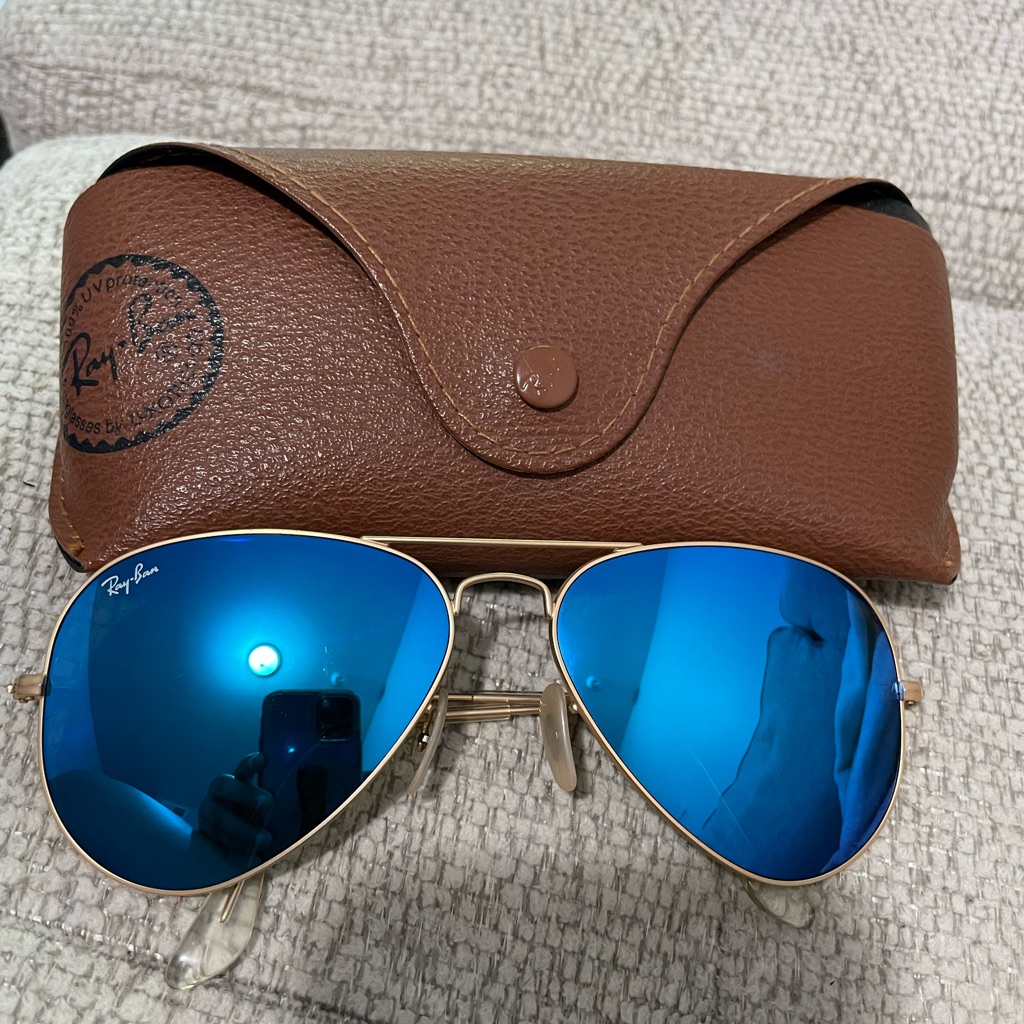 Womens RayBan Mirrored Aviator Sunglasses